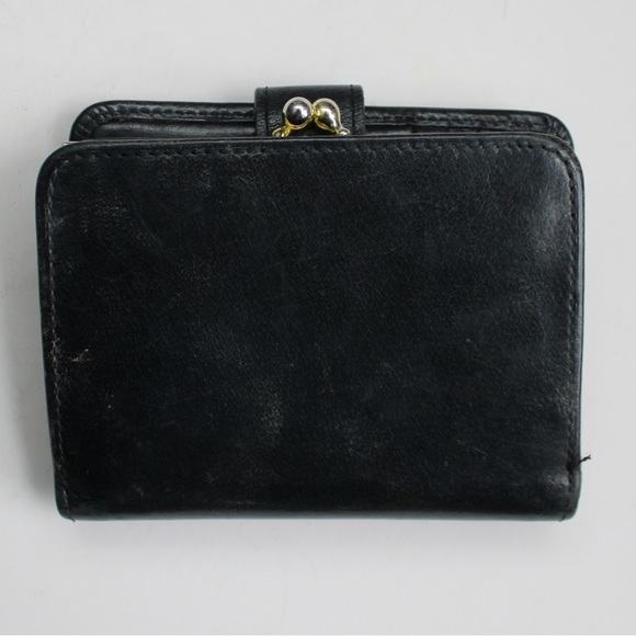 Coach Vintage 90's Continental Bifold Framed Kisslock Black Leather Wallet 4886 - Picture 2 of 9
